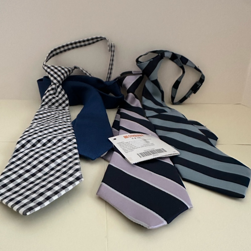 Bundle  of Ties Gymboree Boys Stylish  Tie Set (4) - Blue, Black, Gray NWT